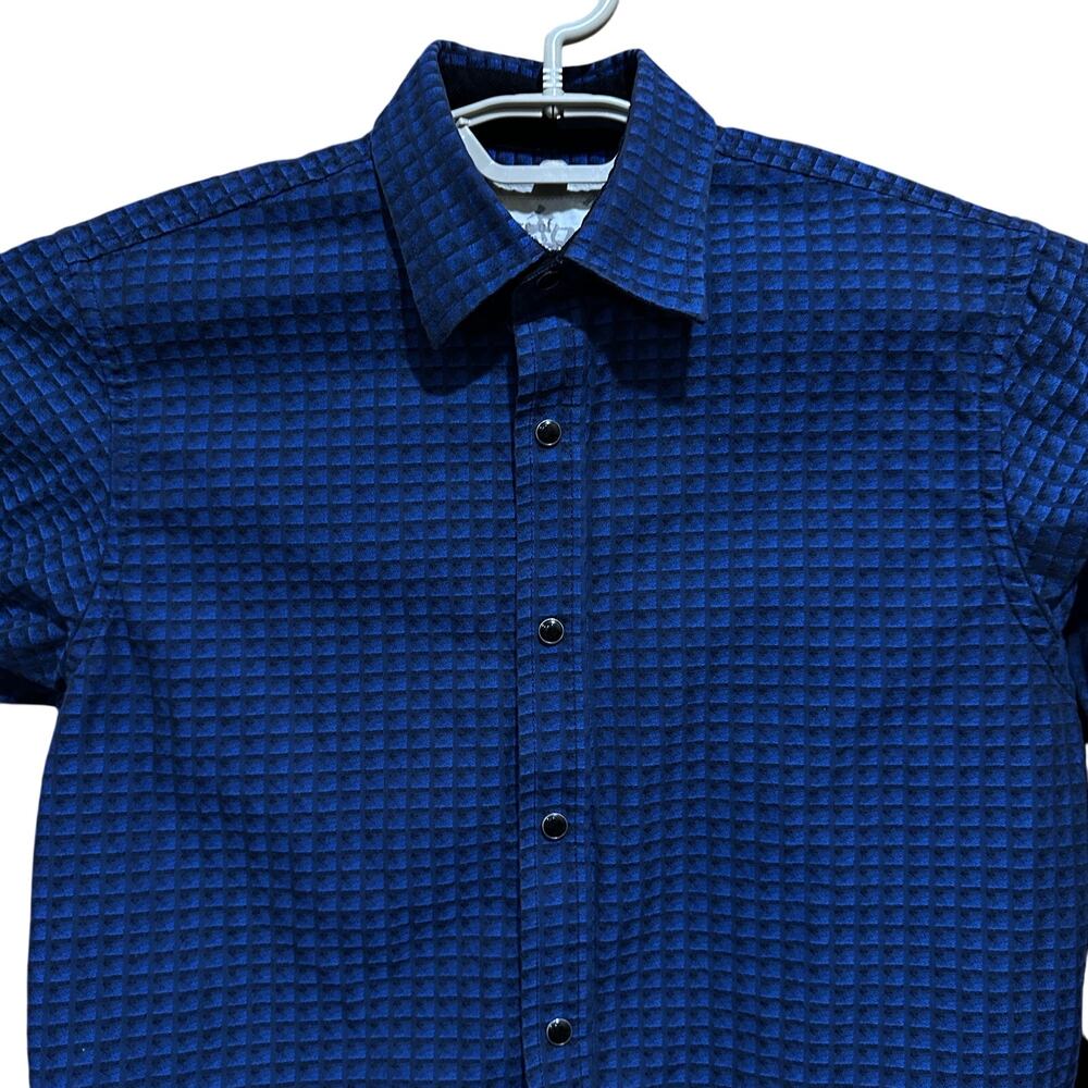 Age of Wisdom Western Shirt Men Size S Blue Button Up Long Sleeve 100% Cotton